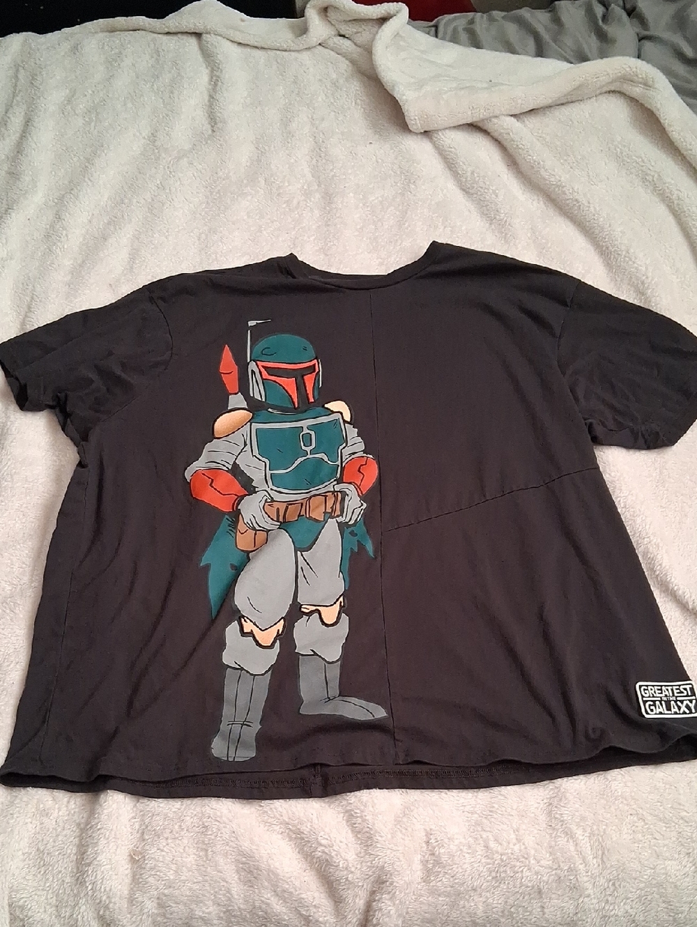 Star Wars Black Graphic Boba Fett Tee with Teal and Red Accents